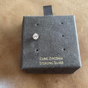 NWOT Single White CZ Stud Earring in Sterling Silver (gift box included)